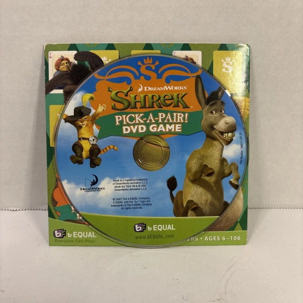 DreamWorks Shrek Pick-A-Pair DVD Game bEQUAL 2007 Interactive Memory Match Game